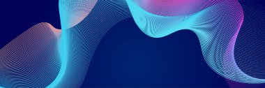 Abstract blue wave curve lines banner background design. Vector illustration. Modern template abstract design flowing particles wave, dynamic motion curve lines.