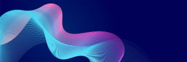 Abstract blue wave curve lines banner background design. Vector illustration. Modern template abstract design flowing particles wave, dynamic motion curve lines.