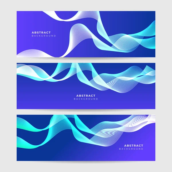 Set Abstract Blue Wave Curve Lines Banner Background Design Vector — Vettoriale Stock