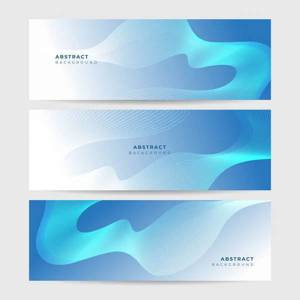 Set Abstract Blue Wave Curve Lines Banner Background Design Vector — Image vectorielle
