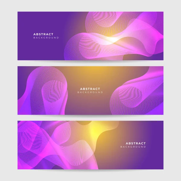 Set Abstract Wave Curve Lines Banner Background Design Vector Illustration — Stock Vector