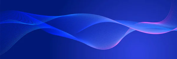 Abstract blue wave curve lines banner background design. Vector illustration. Modern template abstract design flowing particles wave, dynamic motion curve lines.