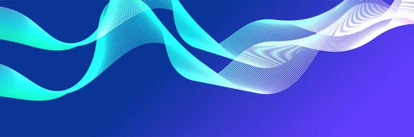 Abstract Blue Wave Curve Lines Banner Background Design Vector Illustration —  Vetores de Stock