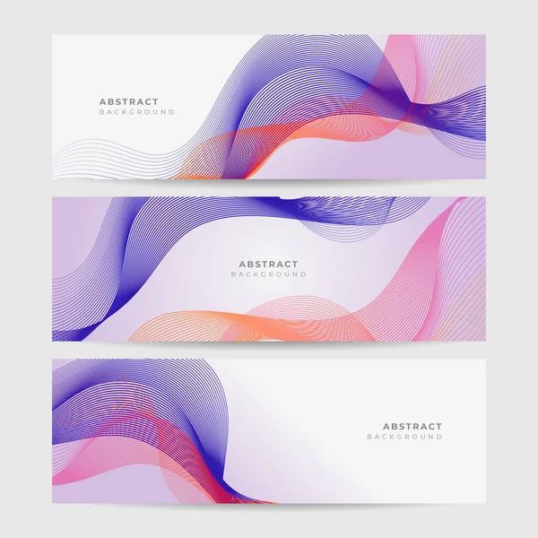 Set Abstract Wave Curve Lines Banner Background Design Vector Illustration — Wektor stockowy