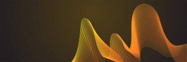 Abstract orange yellow wave curve lines banner background design. Vector illustration. Modern template abstract design flowing particles wave, dynamic motion curve lines.