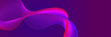 Abstract wave curve lines banner background design. Vector illustration. Modern template abstract design flowing particles wave, dynamic motion curve lines.