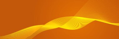 Abstract orange yellow wave curve lines banner background design. Vector illustration. Modern template abstract design flowing particles wave, dynamic motion curve lines.