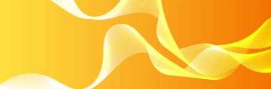 Abstract orange yellow wave curve lines banner background design. Vector illustration. Modern template abstract design flowing particles wave, dynamic motion curve lines.