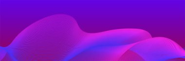 Abstract wave curve lines banner background design. Vector illustration. Modern template abstract design flowing particles wave, dynamic motion curve lines.