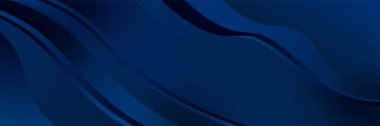 Modern 3d blue abstract banner background with overlap layers. Dark blue background with abstract graphic elements for presentation background design.