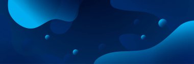 Blue banner abstract background with shiny red lines on dark blue background