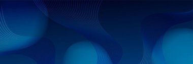 Dark blue banner background with abstract graphic elements for presentation background design.