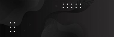 Minimal geometric black gradient banner background. Dynamical shapes, forms, line composition. Abstract dark flat banner. Business creative fluid presentation party backdrop. Memphis Black Friday Sale