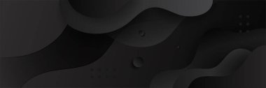 Black abstract paper banner background
