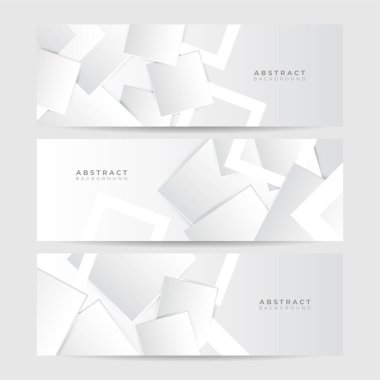 White abstract modern banner background design. Vector graphic pattern template illustration.