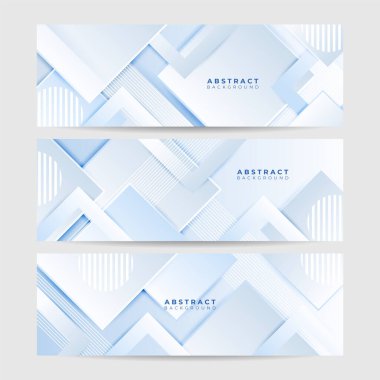 Light blue white abstract modern banner background design. Vector graphic pattern template illustration.