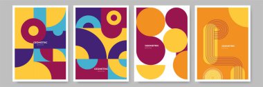 Modern abstract geometric poster cover. Minimal retro boho bauhaus composition shapes design. Colorful geometric background. Vector illustration.