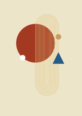 Flat bauhaus memphis geometric nature colorful abstract design background