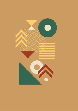 Flat bauhaus memphis geometric nature colorful abstract design background