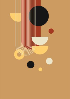 Flat bauhaus memphis geometric nature colorful abstract design background