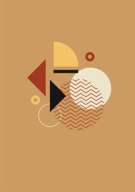 Flat bauhaus memphis geometric nature colorful abstract design background