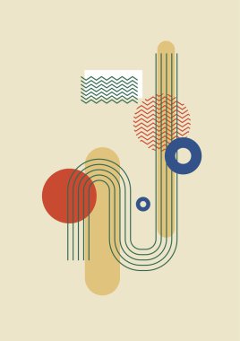 Flat bauhaus memphis geometric nature colorful abstract design background