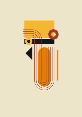 Flat bauhaus memphis geometric nature colorful abstract design background