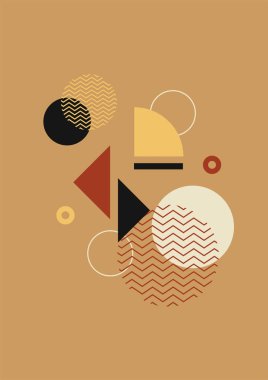 Flat bauhaus memphis geometric nature colorful abstract design background