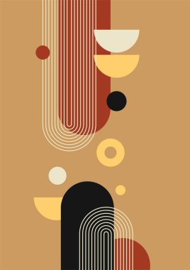 Flat bauhaus memphis geometric nature colorful abstract design background