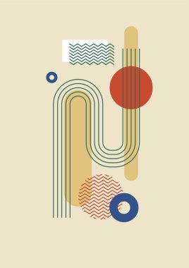 Flat bauhaus memphis geometric nature colorful abstract design background