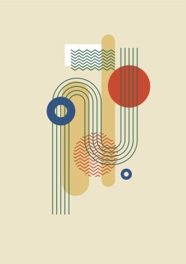 Flat bauhaus memphis geometric nature colorful abstract design background