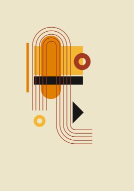 Flat bauhaus memphis geometric nature colorful abstract design background