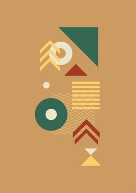 Flat bauhaus memphis geometric nature colorful abstract design background