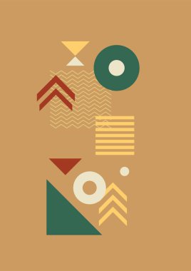 Flat bauhaus memphis geometric nature colorful abstract design background