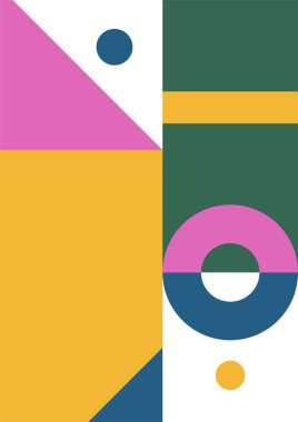 Flat bauhaus memphis geometric colorful abstract design background