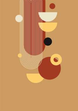 Flat bauhaus memphis geometric nature colorful abstract design background