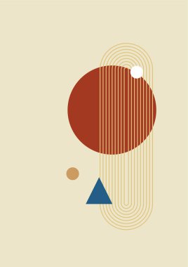 Flat bauhaus memphis geometric nature colorful abstract design background