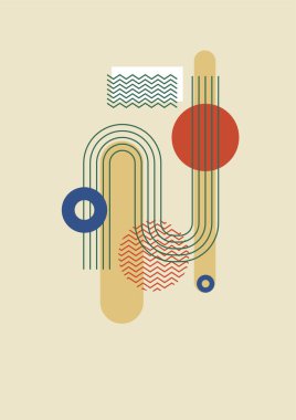 Flat bauhaus memphis geometric nature colorful abstract design background