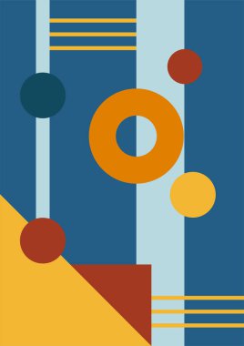 Flat bauhaus memphis geometric colorful abstract design background