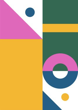 Flat bauhaus memphis geometric colorful abstract design background