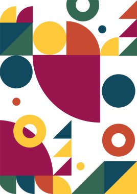 Flat bauhaus memphis geometric colorful abstract design background
