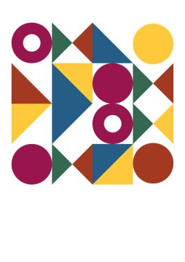 Flat bauhaus memphis geometric colorful abstract design background