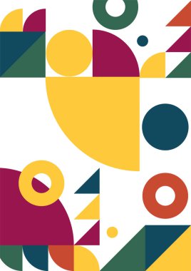 Flat bauhaus memphis geometric colorful abstract design background