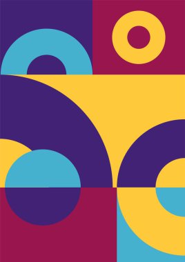 Flat bauhaus memphis geometric colorful abstract design background