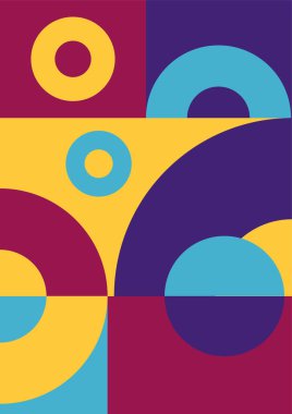 Flat bauhaus memphis geometric colorful abstract design background