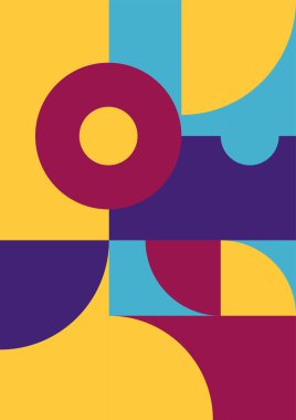 Flat bauhaus memphis geometric colorful abstract design background