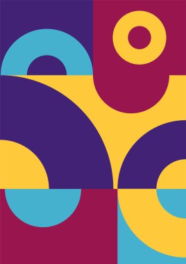 Flat bauhaus memphis geometric colorful abstract design background