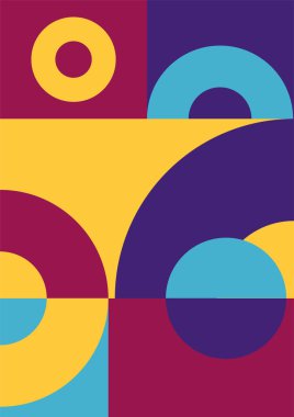 Flat bauhaus memphis geometric colorful abstract design background