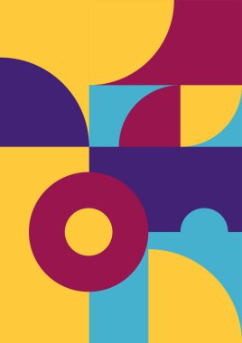Flat bauhaus memphis geometric colorful abstract design background