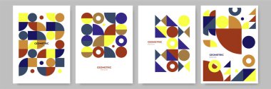 Modern abstract geometric poster cover. Minimal retro boho bauhaus composition shapes design. Colorful geometric background. Vector illustration.